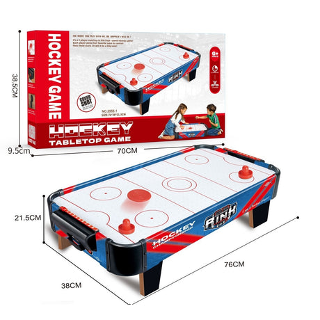 Masa Air Hockey Graffiti cu Picioare Scurte, Vivimall, PVC, 2 Pucuri, Tabela Scor, 2 Impingatoare, 76x38x21.5 cm, Albastru - vivimall.ro