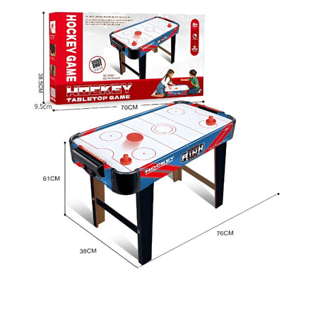 Masa Air Hockey Graffiti cu Picioare Lungi, Vivimall, PVC, 2 Pucuri, Tabela Scor, 2 Impingatoare, 76x38x61 cm, Albastru - vivimall.ro