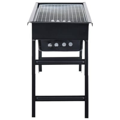 Gratar Portabil, Confectionat Din Metal, Pentru Picnic, Gradina, Terasa, Camping, Dimensiuni Reduse, 60X22X23 Cm, Negru - vivimall.ro