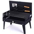Gratar Portabil, Vivimall, Pliabil, Tip Servieta, cu Accesorii pentru Gatit Incluse, Confectionat din Metal, 46x43x26 cm, Negru - vivimall.ro