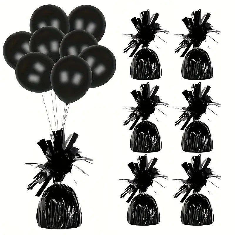Greutate pentru Baloane cu Heliu, Vivimall, din Folie cu Franjuri, 170g, 13 x 5 x 3 cm, Negru - vivimall.ro