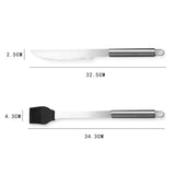 Set 18 Ustensile pentru Gratar, Vivimall, din Otel Inoxidabil, Geanta Oxford, Argintiu - vivimall.ro