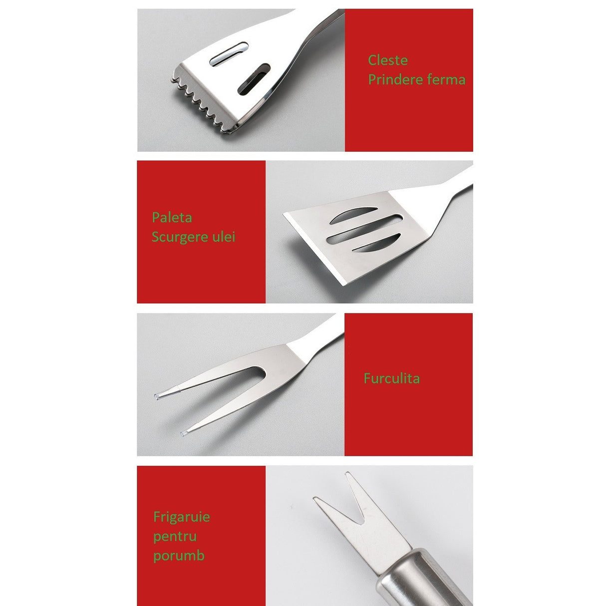 Set 18 Ustensile pentru Gratar, Vivimall, din Otel Inoxidabil, Geanta Oxford, Argintiu - vivimall.ro