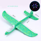 Avion Planor Din Polistiren In Punga, Lungime 47 Cm, Cu Lumina Pe Varf, Verde - vivimall.ro
