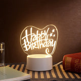 Lampa Led Decorativa, 3D, Happy Birthday, Cu Usb Si Baterii, 20 Cm Inaltime, Din Material Acril, Lumina A Si Telecomanda Inclusa, Alb - vivimall.ro