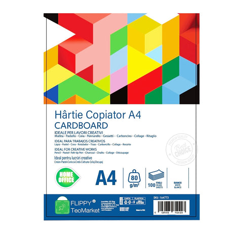 Hârtie copiator A4 Flippy Cardboard 80 g/mp, top 100 coli, vedere frontală ambalaj
