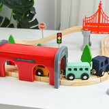 Set Trenulet Electric din Lemn, Flippy, 52 Piese, Jucarie Educativa Montessori, Tunel High-Speed Journey, Tren de Viteza si Tren Marfa, 3 ani+, Multicolora - vivimall.ro