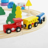 Set Circuit Trenulet din Lemn, Flippy, Locomotiva Electrica cu Sine de Lemn, 26 Piese, Jucarie Educativa Montessori, Masini de Interventie si Accesorii Oras, 3 ani+, Multicolor - vivimall.ro