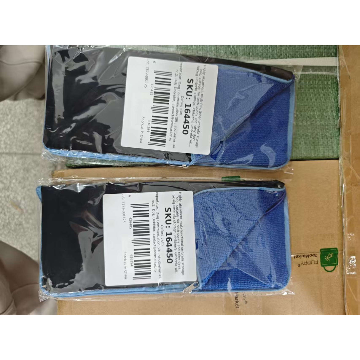 Husa de depozitare impermeabila pentru Umbrela, Vivimall, Negru/Albastru - vivimall.ro