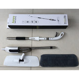 Mop plat, Vivimall, cu pulverizator, pentru uz casnic, plastic, rezerva de mop din microfibra, 125x40 cm, Alb/Negru - vivimall.ro