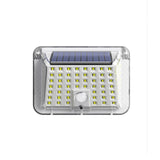 Lampa solara de perete Vivimall, 90 LED-uri SMD, senzor de miscare, IP65, 1200mAh, material ABS, lumina alb rece, alb - vivimall.ro