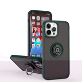 Husa Anti Fall Metal Bracket pentru Apple iPhone 13 Pro, Rezistenta la socuri, Margini colorate, Cu inel de prindere magnetic, Flippy, Verde - vivimall.ro