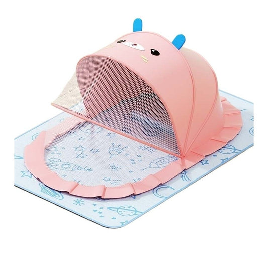Husa Anti-Tantari, Vivimall, Pliabila, Protectie 360 Grade, Parasolar, 0-1 An, 60 x 55 x 5 cm, Roz - vivimall.ro