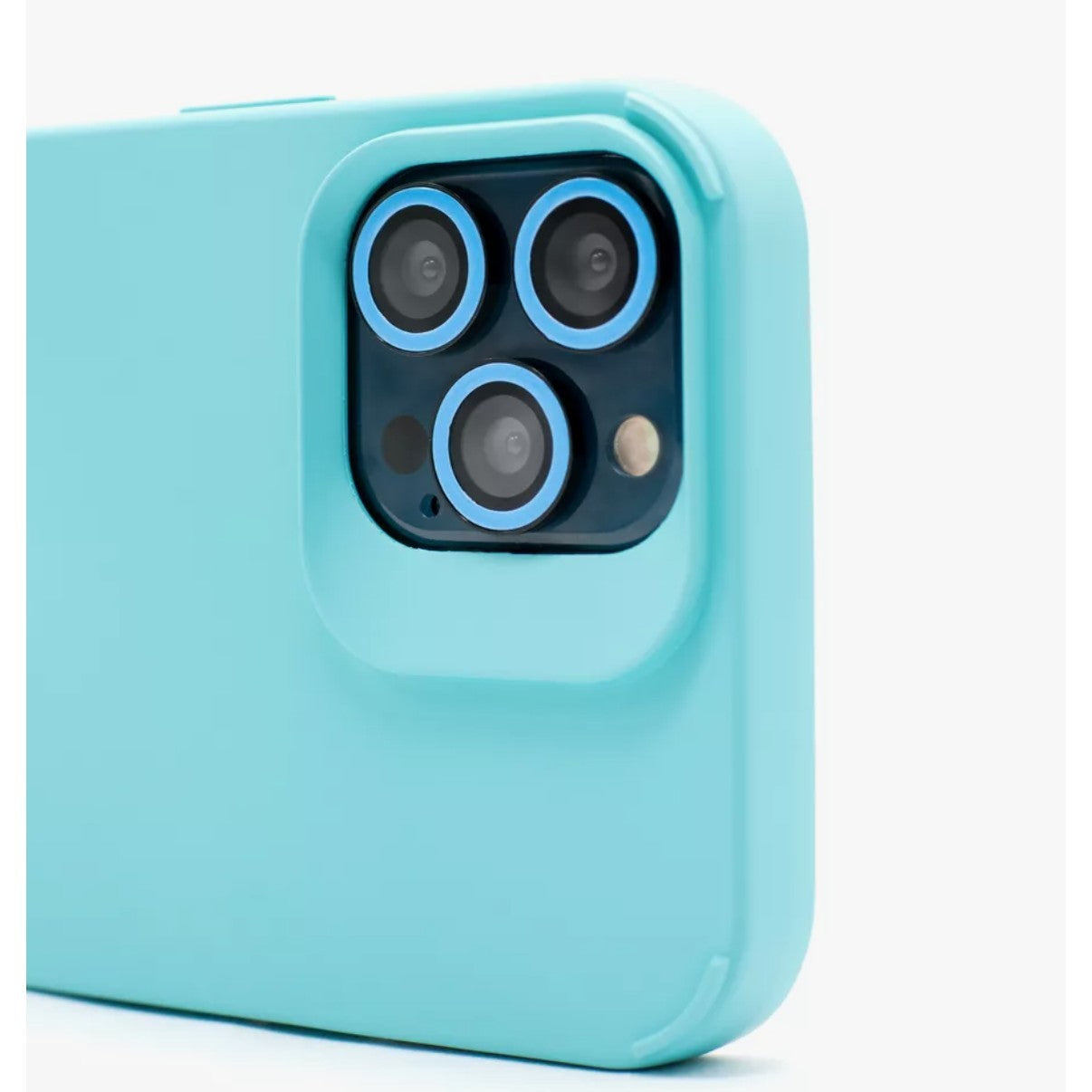 Husa Apple iPhone 13, Vivimall, din Silicon Lichid, Interior din Microfibra, Lentile Fosforescente de Protectie Camera, Anti Amprenta, Rezistenta la Socuri, Bleu - vivimall.ro