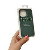 Husa Apple iPhone 13, Vivimall, din Silicon Lichid, Interior din Microfibra, Lentile Fosforescente de Protectie Camera, Anti Amprenta, Rezistenta la Socuri, Verde - vivimall.ro