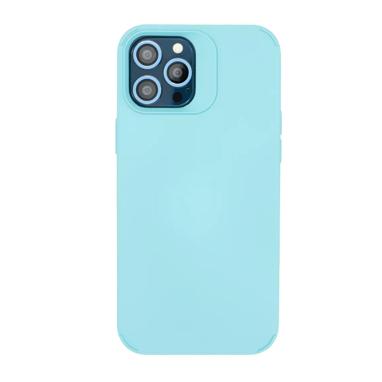 Husa Apple iPhone 13, Vivimall, din Silicon Lichid, Interior din Microfibra, Lentile Fosforescente de Protectie Camera, Anti Amprenta, Rezistenta la Socuri, Bleu - vivimall.ro