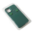 Husă iPhone 14 Pro silicon lichid verde, vedere frontală, lentile fosforescente ceramice protecție cameră