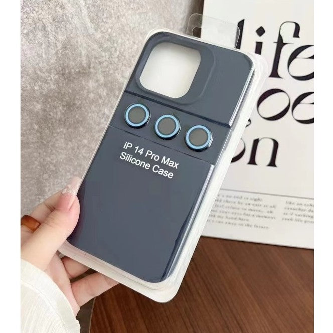 Husa Apple iPhone 15 Pro Max, Flippy, din Silicon Lichid, Interior din Microfibra, Lentile Fosforescente de Protectie Camera, Anti Amprenta, Rezistenta la Socuri, Albastru Marin - vivimall.ro