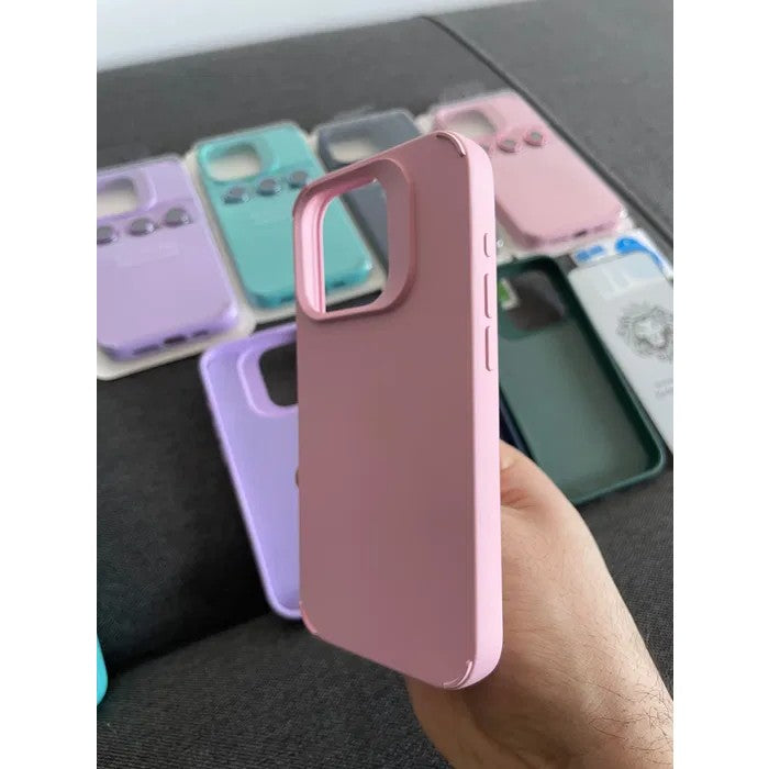 Husa Apple iPhone 15 Pro Max, Flippy, din Silicon Lichid, Interior din Microfibra, Lentile Fosforescente de Protectie Camera, Anti Amprenta, Rezistenta la Socuri, Roz - vivimall.ro