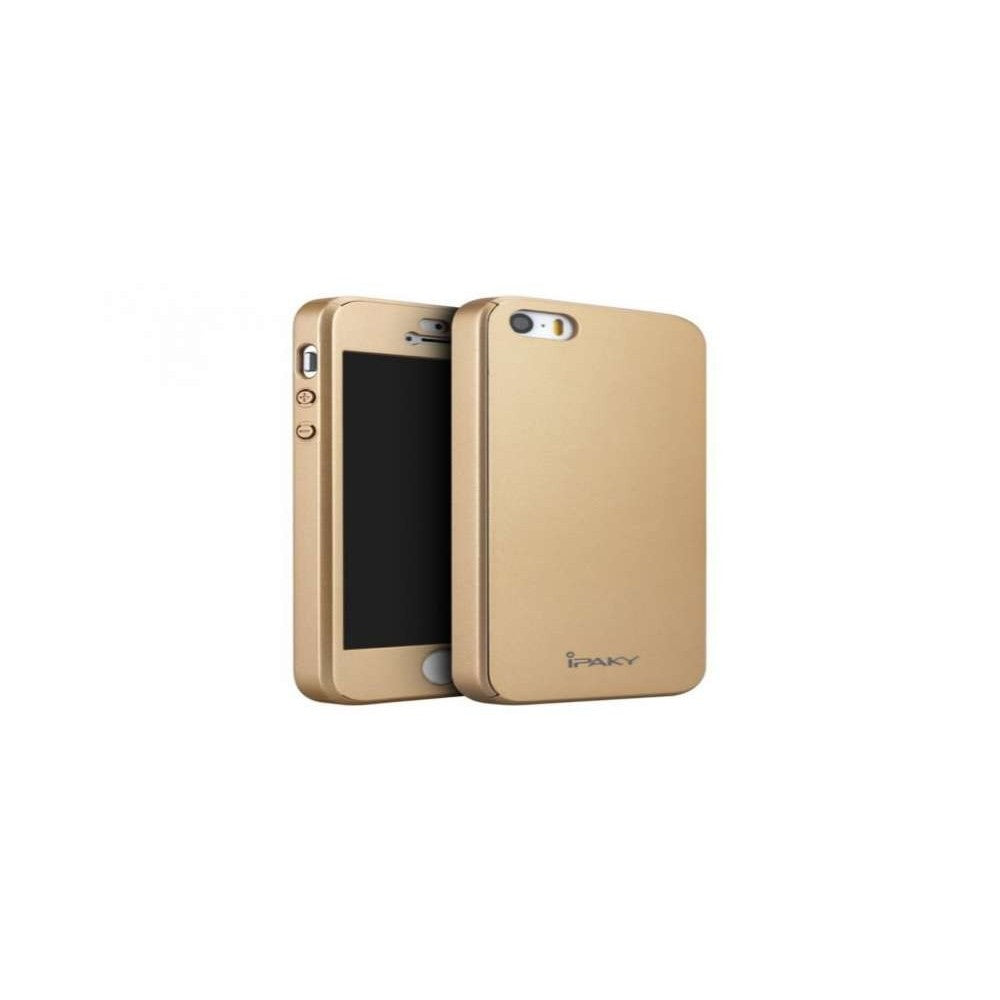 Husa Apple iPhone 5/5S/SE IPAKY Full Cover 360 Auriu cu Folie Cadou - vivimall.ro