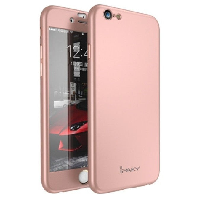 Husa Apple iPhone 5/5S/SE IPAKY Full Cover 360 Roz Auriu + Folie Cadou - vivimall.ro