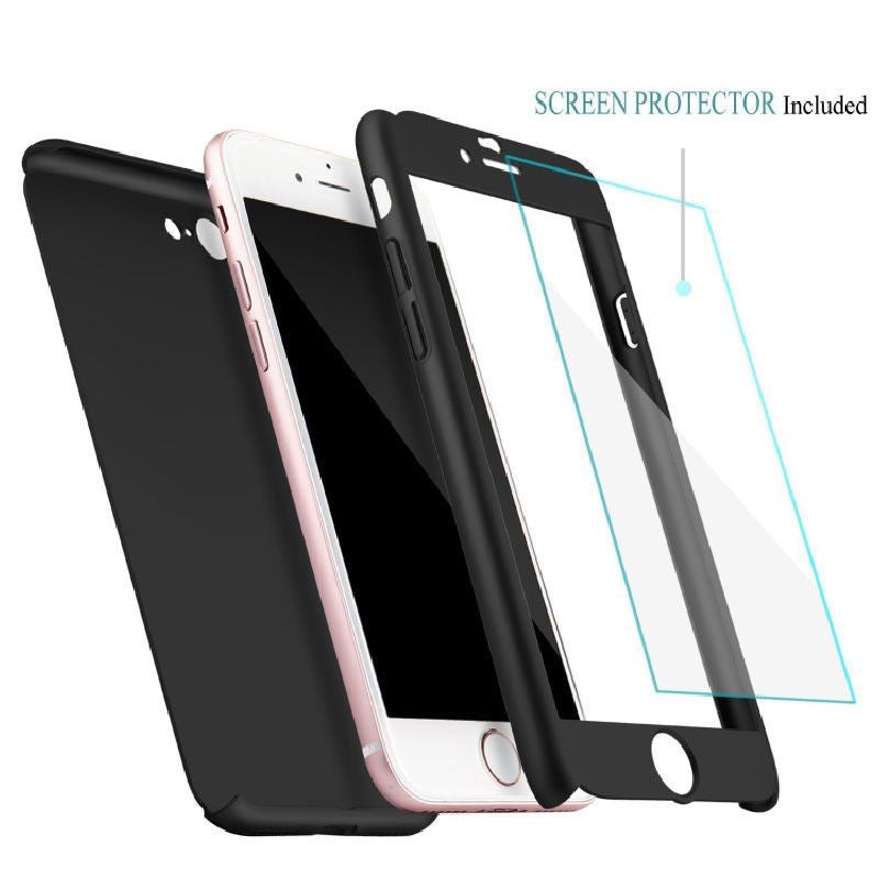 Husa Apple iPhone 6/6S IPAKY Full Cover 360 Negru + Folie Cadou - vivimall.ro