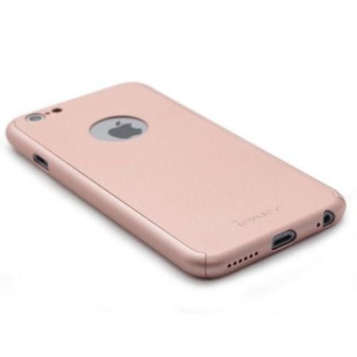 Husa Apple iPhone 6/6S IPAKY Full Cover 360 Roz Auriu + Folie Cadou - vivimall.ro