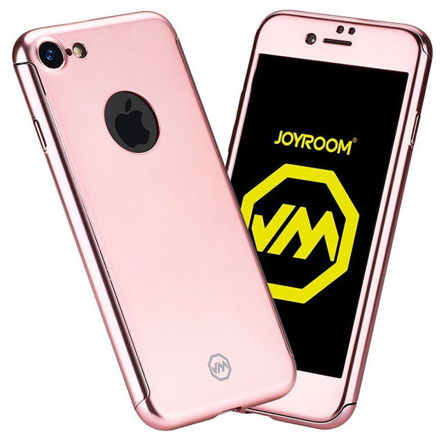 Husa Apple iPhone 6+/6S+ Joyroom (Fata + Spate) Roz Auriu + Folie de protectie - vivimall.ro