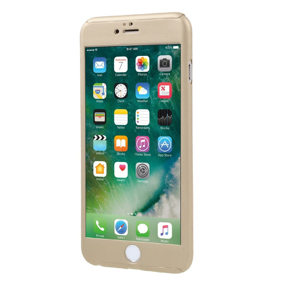 Husa Apple iPhone 6 Plus/6S Plus Full Cover 360 Auriu + Folie de protectie - vivimall.ro