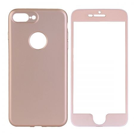 Husa Apple iPhone 6 Plus Full Silicone 360 Auriu + Folie de protectie - vivimall.ro