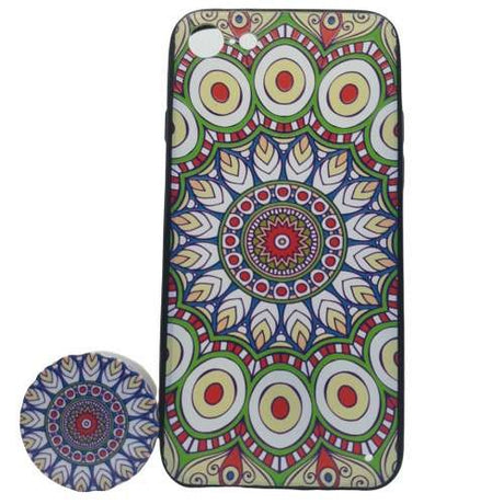 Husa Apple iPhone 7/8 Multicolor Model Paun + Popsocket inclus - vivimall.ro
