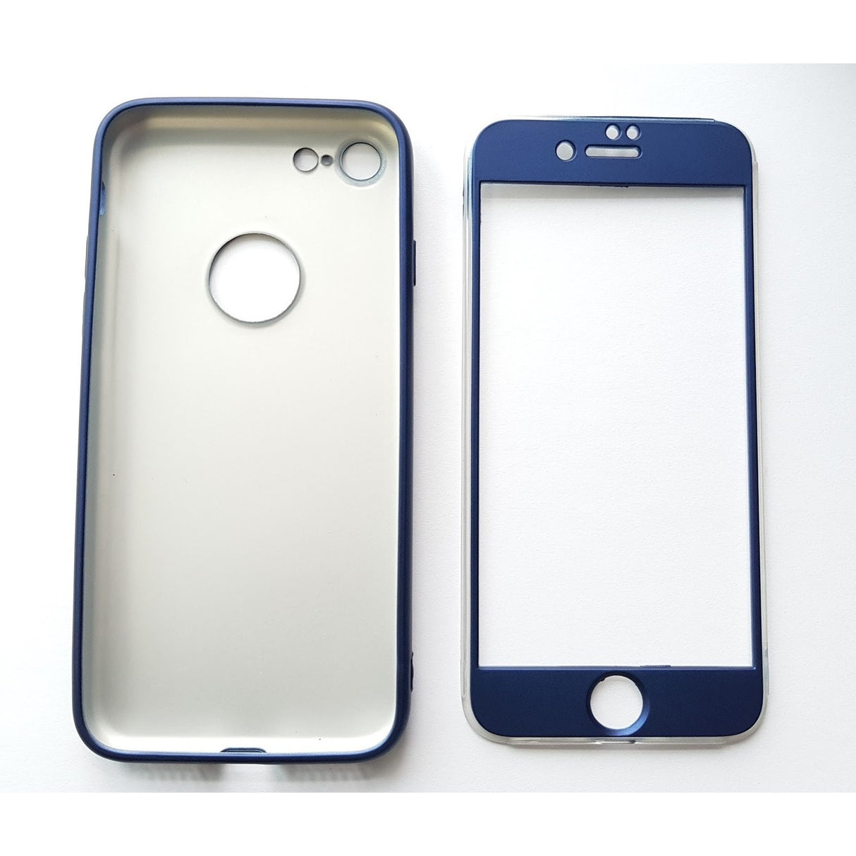 Husa Apple iPhone 7 Full Silicone 360 Albastru + Folie de protectie - vivimall.ro