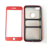 Husa Apple iPhone 7 Full Silicone 360 Rosu + Folie de protectie - vivimall.ro