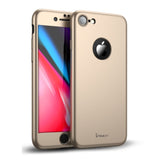 Husa Apple iPhone 8 IPAKY Full Cover 360 Auriu + Folie Cadou - vivimall.ro