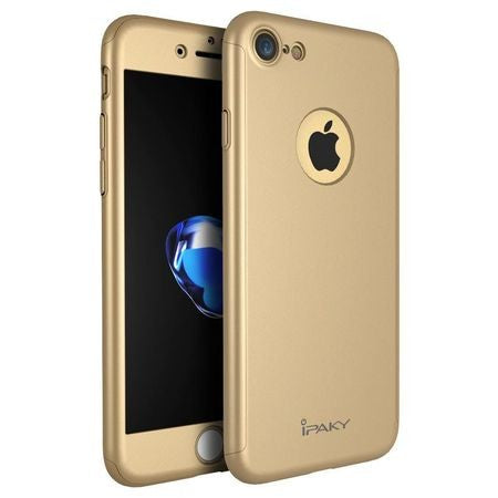 Husa Apple iPhone 8 IPAKY Full Cover 360 Auriu + Folie Cadou - vivimall.ro