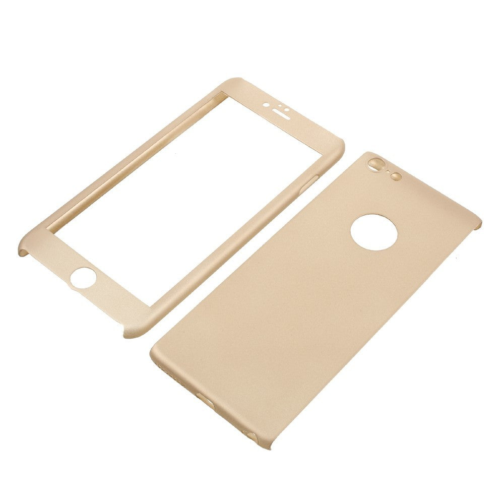 Husa Apple iPhone 8 Plus Full Cover 360 Auriu + Folie de protectie - vivimall.ro