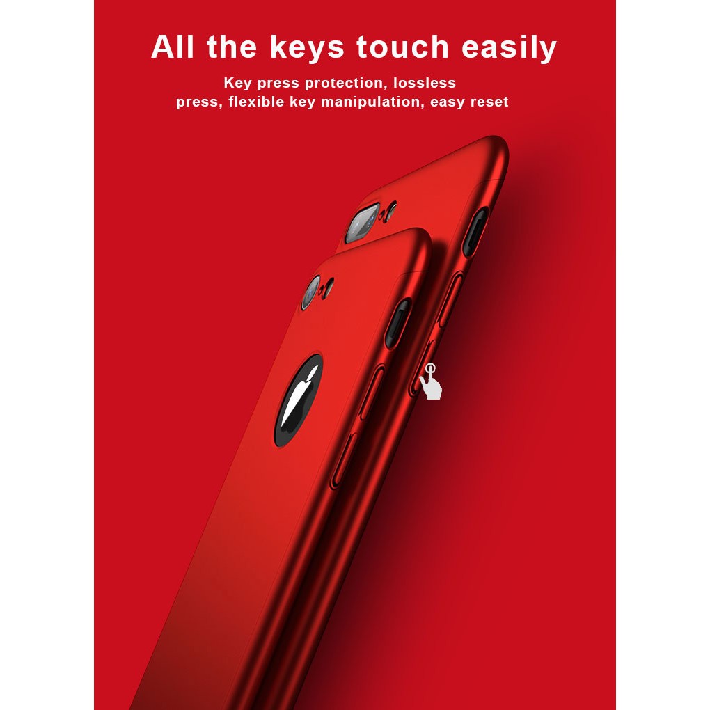 Husa Apple iPhone 8 Plus IPAKY Full Cover 360 Rosu + Folie Cadou - vivimall.ro