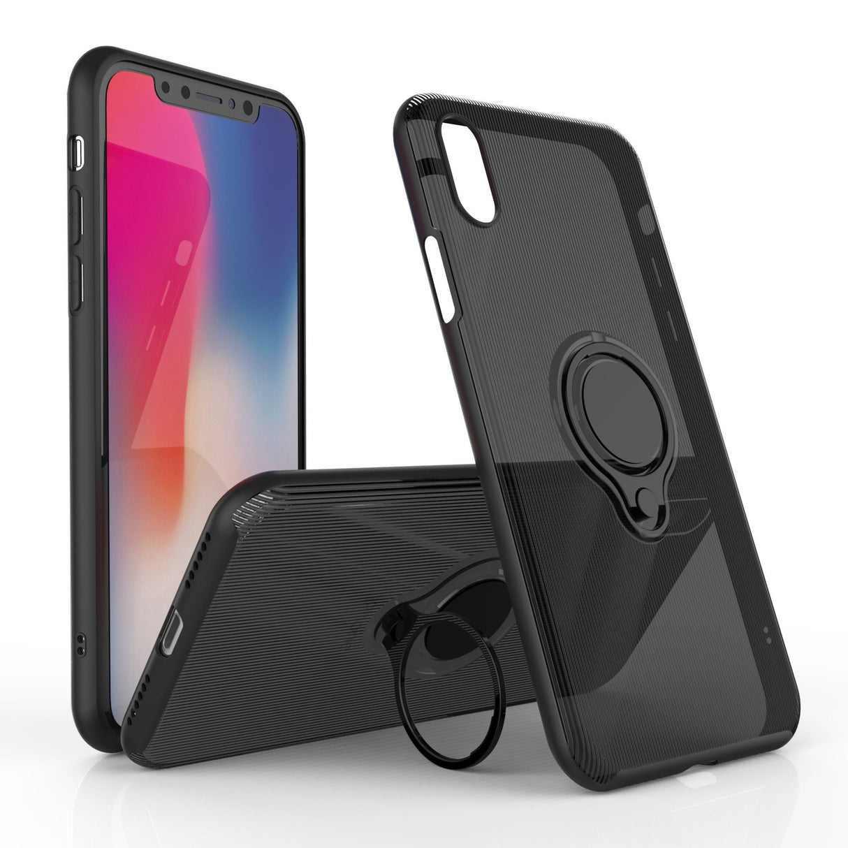 Husa Apple iPhone X Armor Ring cu inel magnetic Negru - vivimall.ro