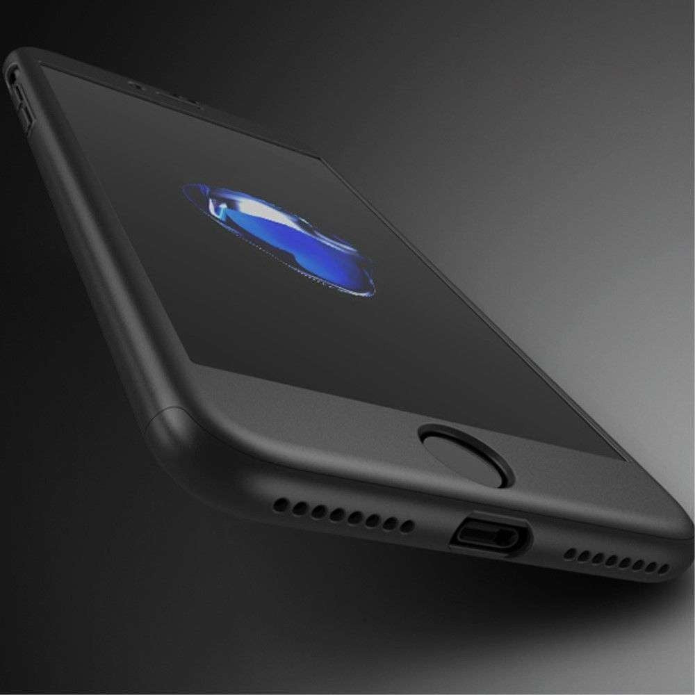 Set Husa si Folie de Protectie, Flippy, Compatibila cu Apple iPhone X, Full Cover 360°, Plastic + Sticla, Negru - vivimall.ro