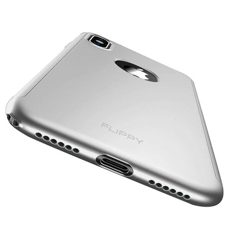 Set Husa si Folie de Protectie, Flippy, Compatibila cu Apple iPhone X, Full Cover 360°, Plastic + Sticla, Argintiu - vivimall.ro