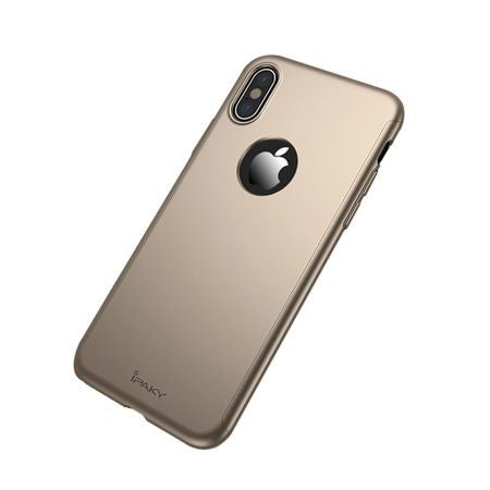 Husa Apple iPhone X IPAKY Full Cover 360 Auriu + Folie Cadou - vivimall.ro
