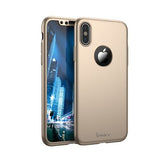 Husa Apple iPhone X IPAKY Full Cover 360 Auriu + Folie Cadou - vivimall.ro