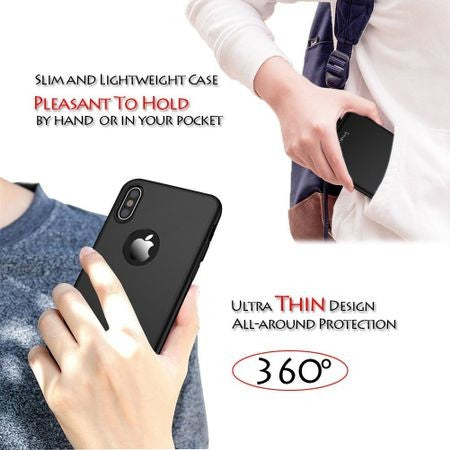 Husa Apple iPhone X IPAKY Full Cover 360 Negru + Folie Cadou - vivimall.ro
