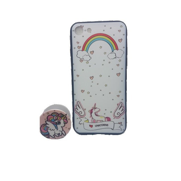 Husă Apple iPhone XS Max Multicolor Model Unicorn cu Popsocket inclus, vedere frontală