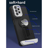 Husa Armor Design cu Stand pentru Apple iPhone 14 (6.1) Negru/Alb, Suport Auto Magnetic, Protectie Antisoc, Flippy - vivimall.ro
