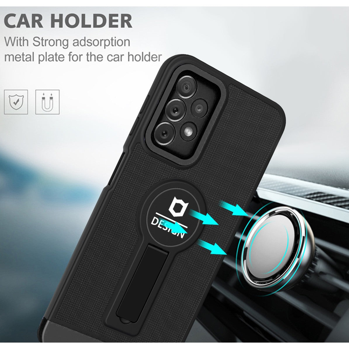 Husa Armor Design cu Stand pentru iPhone 12 Pro Max, Negru, Suport Auto Magnetic, Wireless Charge, Protectie Antisoc, Flippy - vivimall.ro