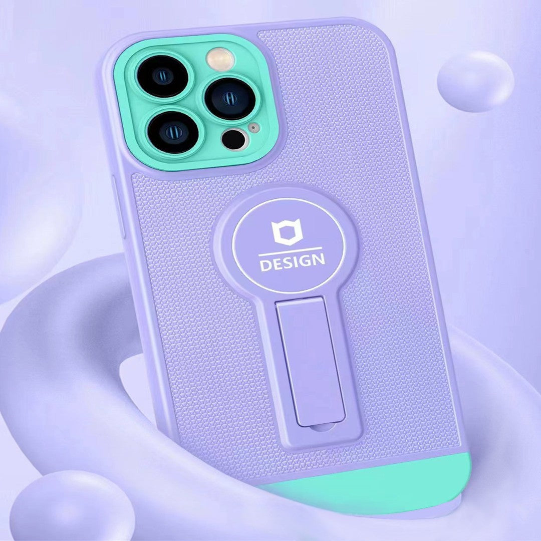 Husa Armor Design cu Stand pentru iPhone 13, Mov/Albastru, Suport Auto Magnetic, Wireless Charge, Protectie Antisoc, Flippy - vivimall.ro