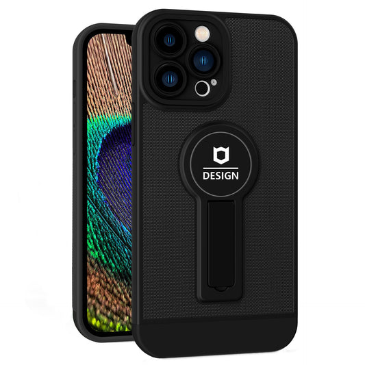 Husa Armor Design cu Stand pentru iPhone 13 Pro Max, Negru, Suport Auto Magnetic, Wireless Charge, Protectie Antisoc, Vivimall - vivimall.ro