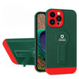 Husa Armor Design cu Stand pentru Apple iPhone 14 Pro Max Verde/Rosu, Suport Auto Magnetic, Protectie Antisoc, Vivimall - vivimall.ro