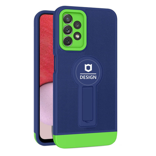 Husa Armor Design cu Stand pentru Samsung Galaxy A33 5G, Albastru/ Verde, Suport Auto Magnetic, Wireless Charge, Protectie Antisoc, Vivimall - vivimall.ro